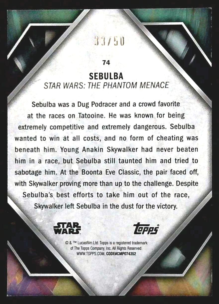 SEBULBA 2024 TOPPS STAR WARS MASTERWORK PURPLE /50