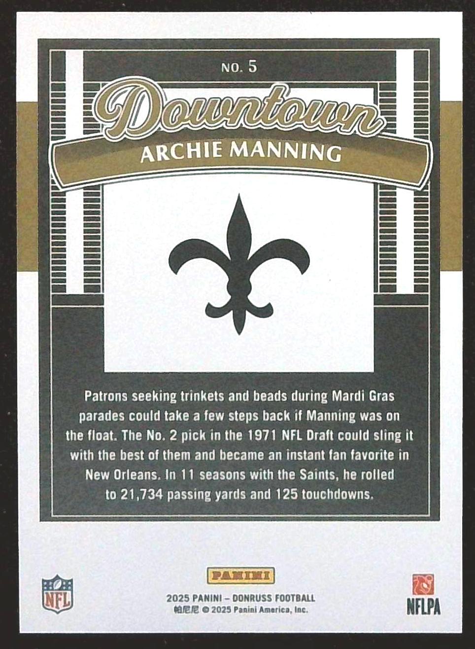 2025 Donruss Archie Manning Downtown