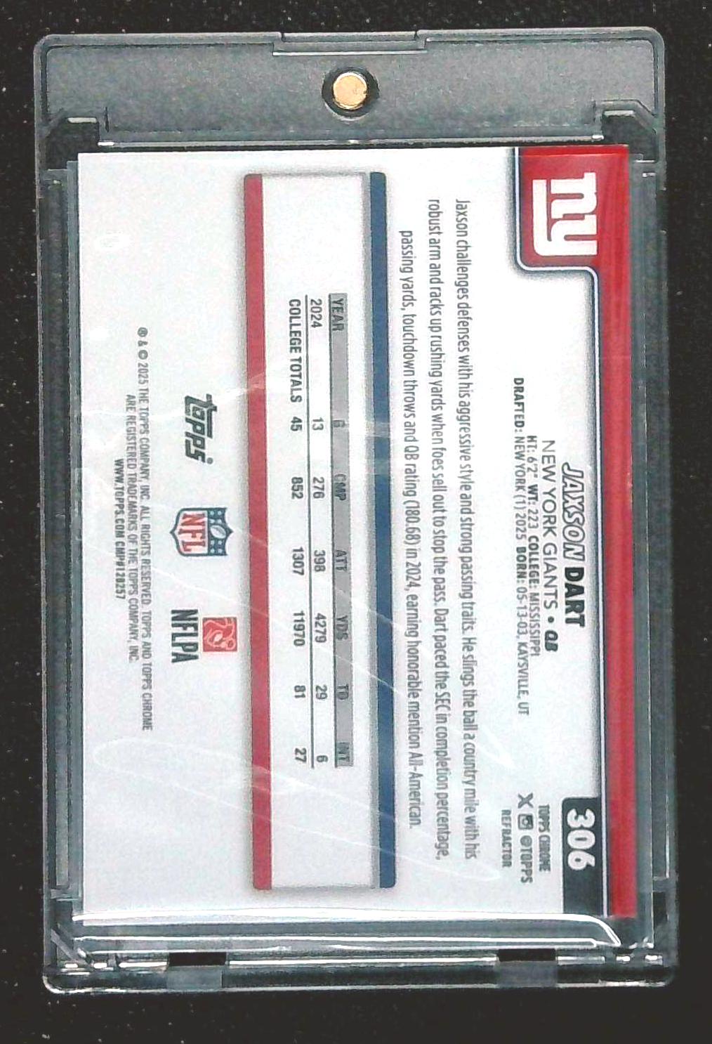 2025 Topps Chrome Jaxson Dart Rookie Refractor
