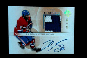 2012-13 SP Authentic Limited Autographed Patches #20 P.K. Subban Auto /100