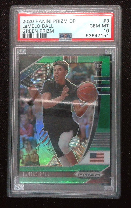 2020 Prizm Draft Picks LaMelo Ball Rookie Green Prizm PSA 10