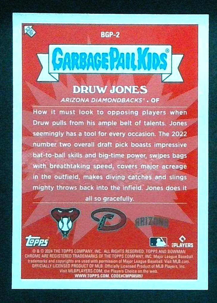 2024 Druw Jones Bowman Chrome GARBAGE PAIL KIDS MOJO REFRACTOR SP 5-Tool #BGP-2