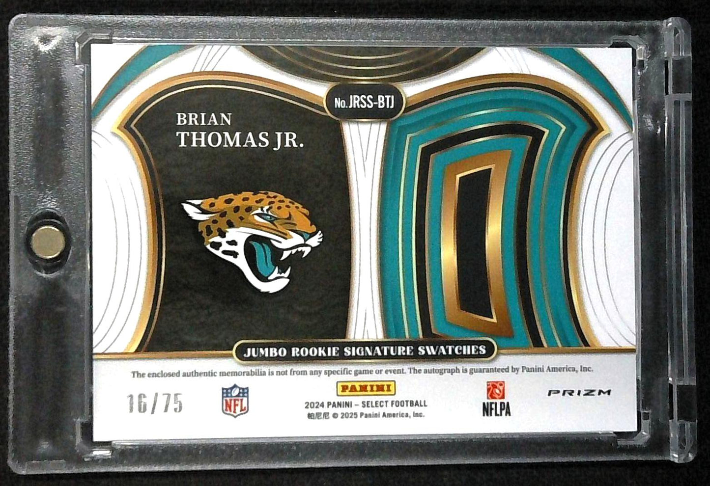2024 Select Brian Thomas Jr. Rookie Patch Auto RPA /75