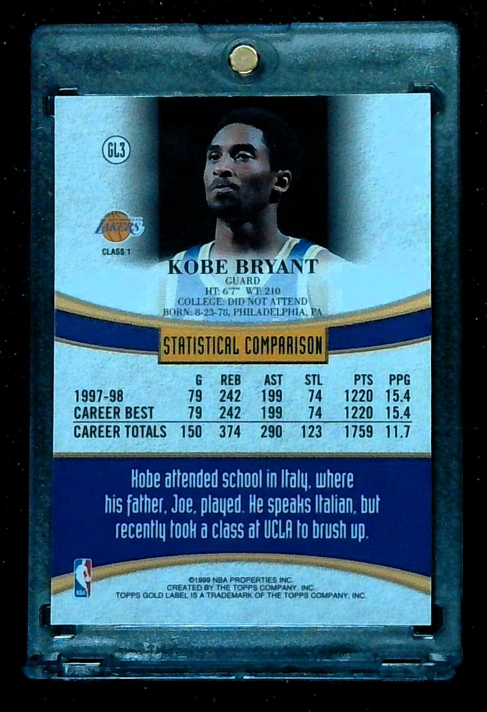 1998-99 Topps Gold Label Kobe Bryant #GL3