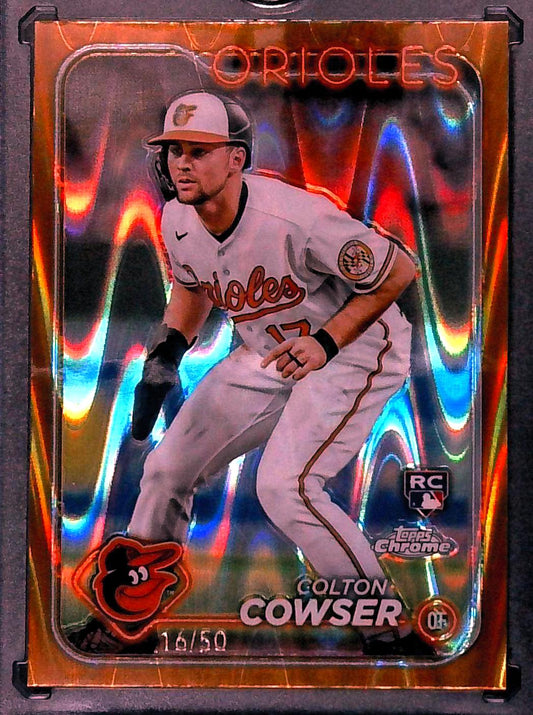 2024 Topps Chrome - Colton Cowser #278 Gold RayWave Refractor 16/50 (RC) ORIOLES