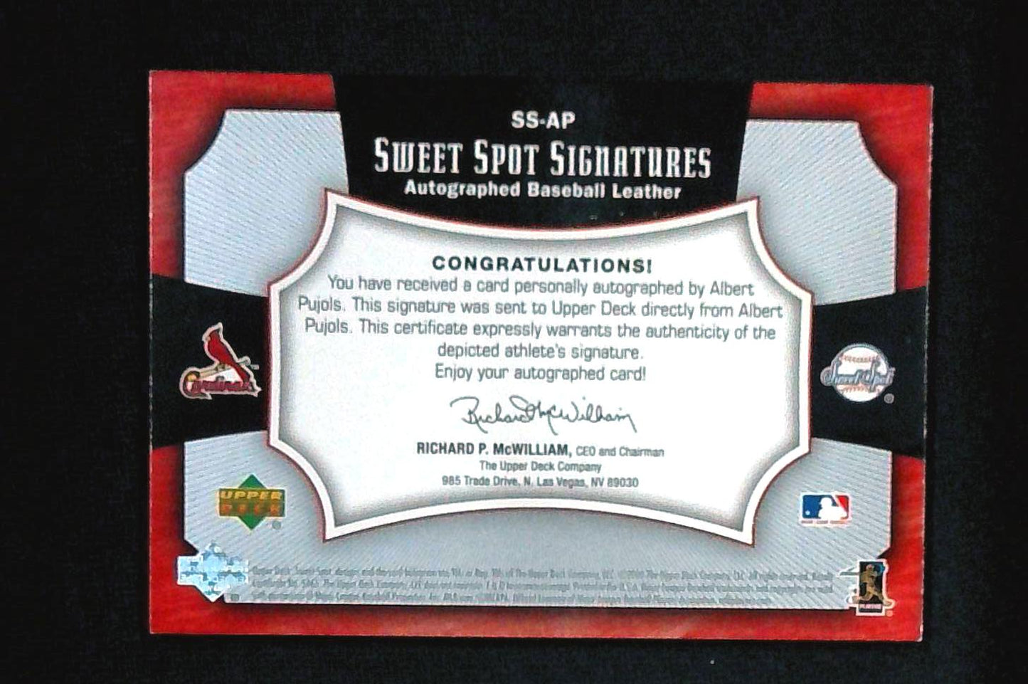 2005 Upper Deck Sweet Spot Signatures Albert Pujols Auto #150/175