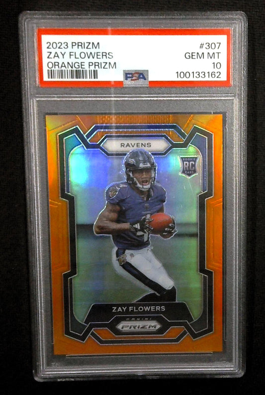 PSA 10 ZAY FLOWERS 2023 PRIZM ORANGE PRIZM ROOKIE /249 RAVENS #307