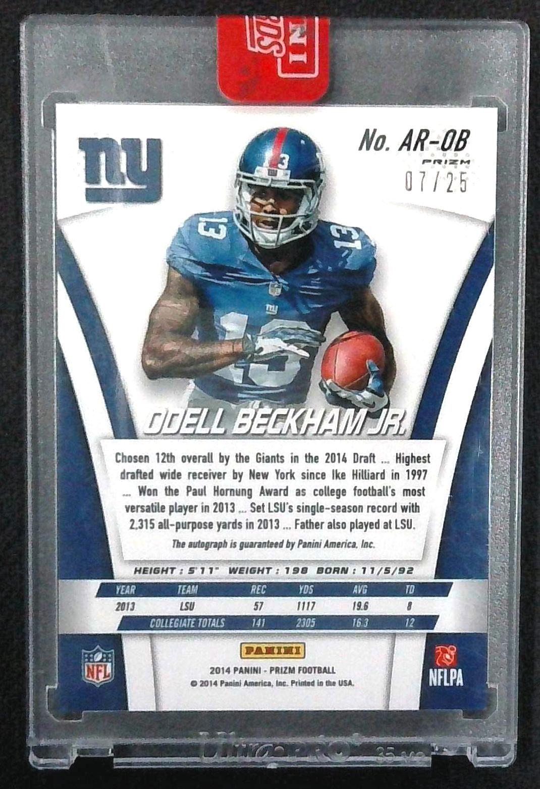 2014 Panini Prizm Odell Beckham Jr Rookie Auto NFL Shield 07/25