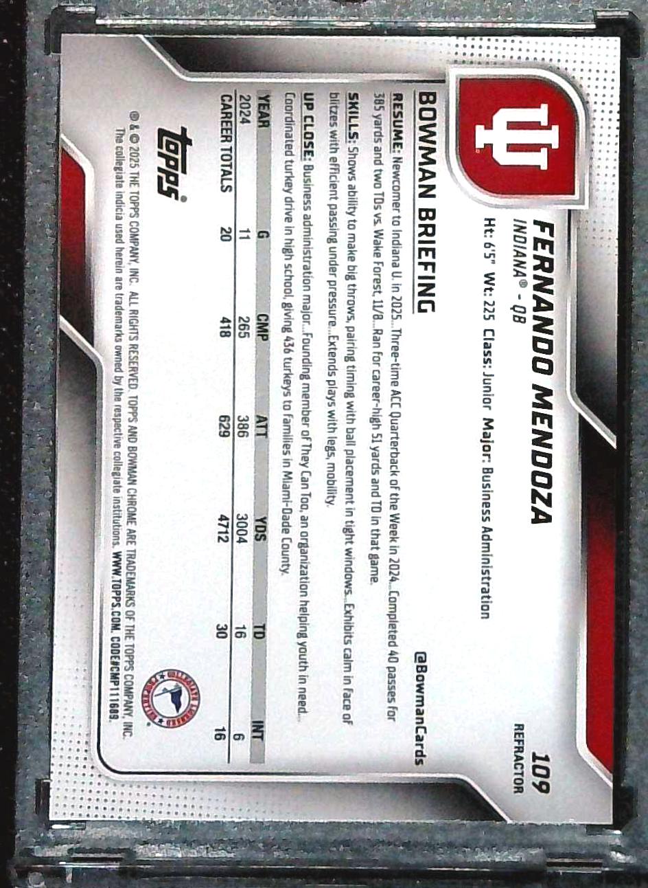 2025 Bowman Chrome Fernando Mendoza 1st Bowman Refractor