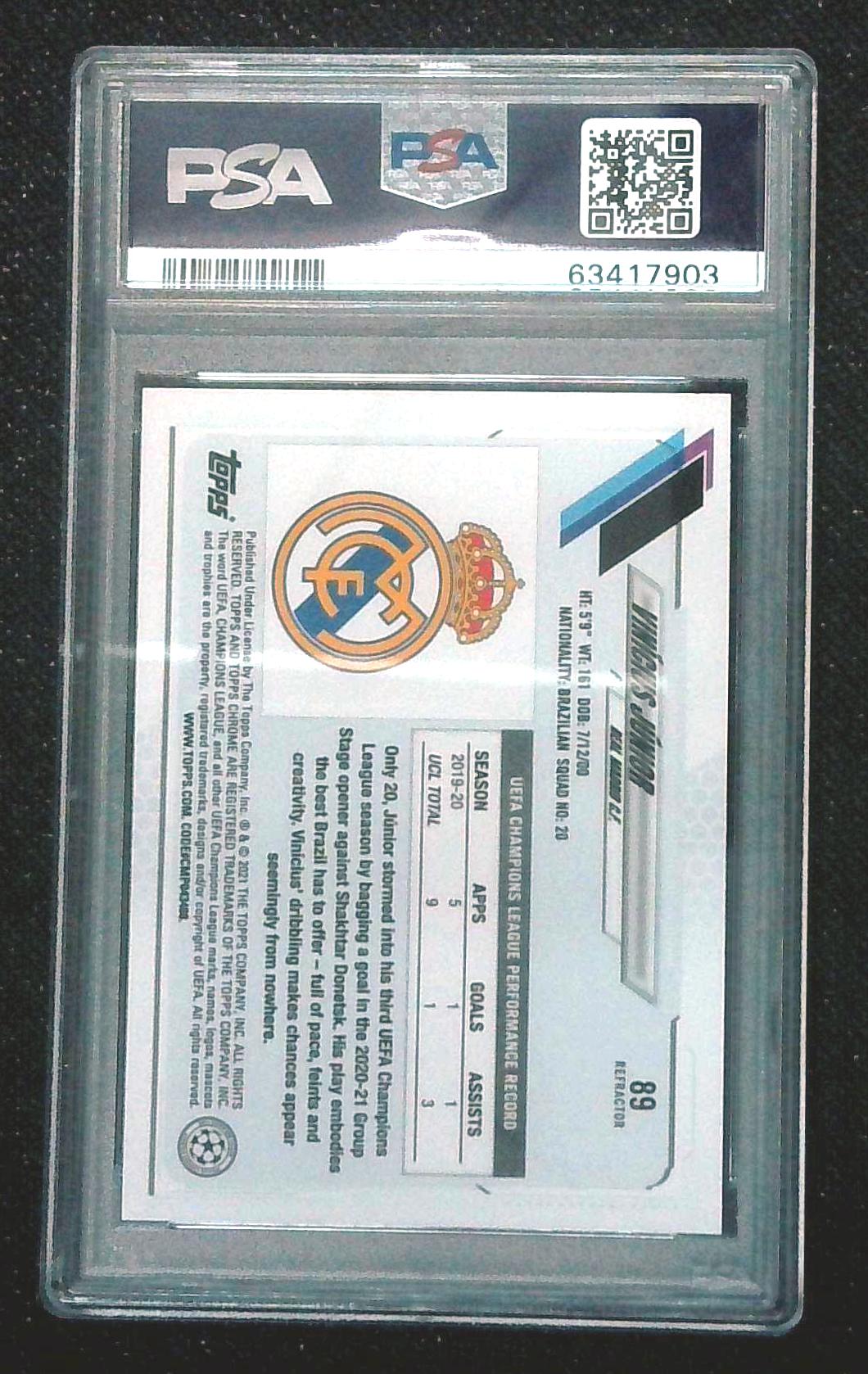 2020-21 Topps Chrome UCL Vinicius Junior Refractor PSA 9