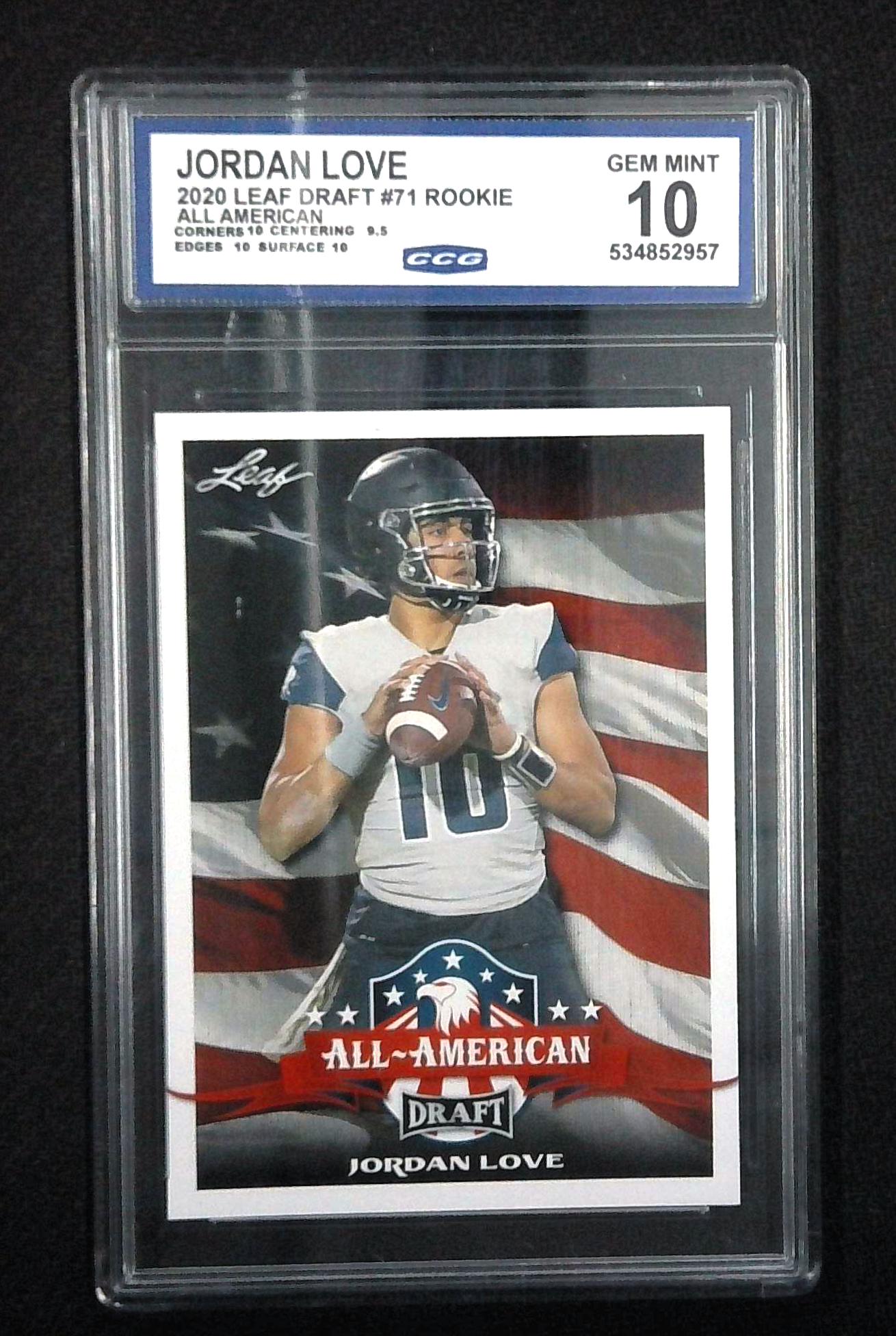 2020 Leaf Draft Jordan Love All American Rookie CCG 10