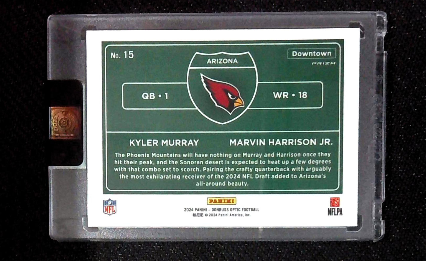 2024 Donruss Optic Dual Downtown Kyler Murray Marvin Harrison Jr. RC