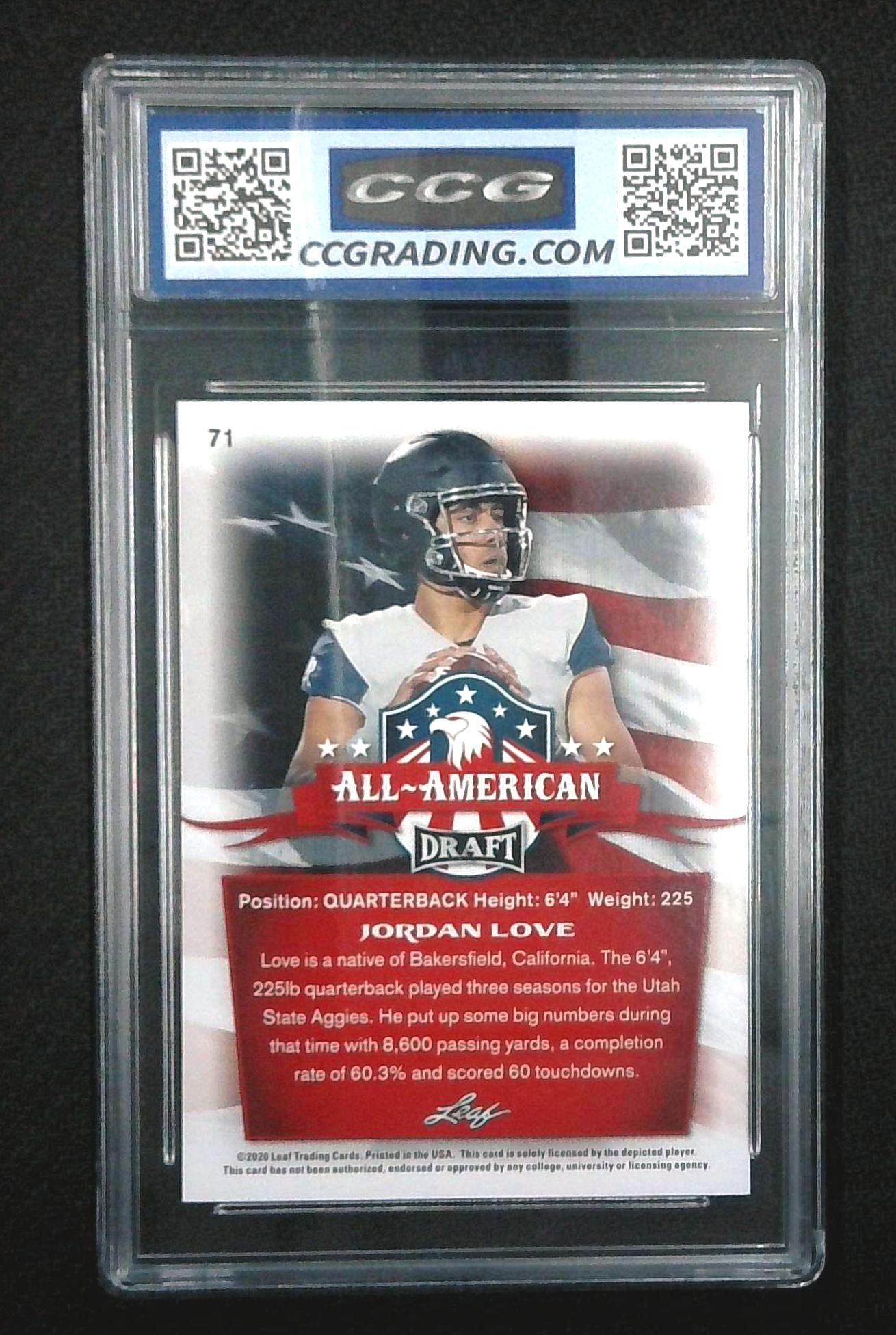 2020 Leaf Draft Jordan Love All American Rookie CCG 10
