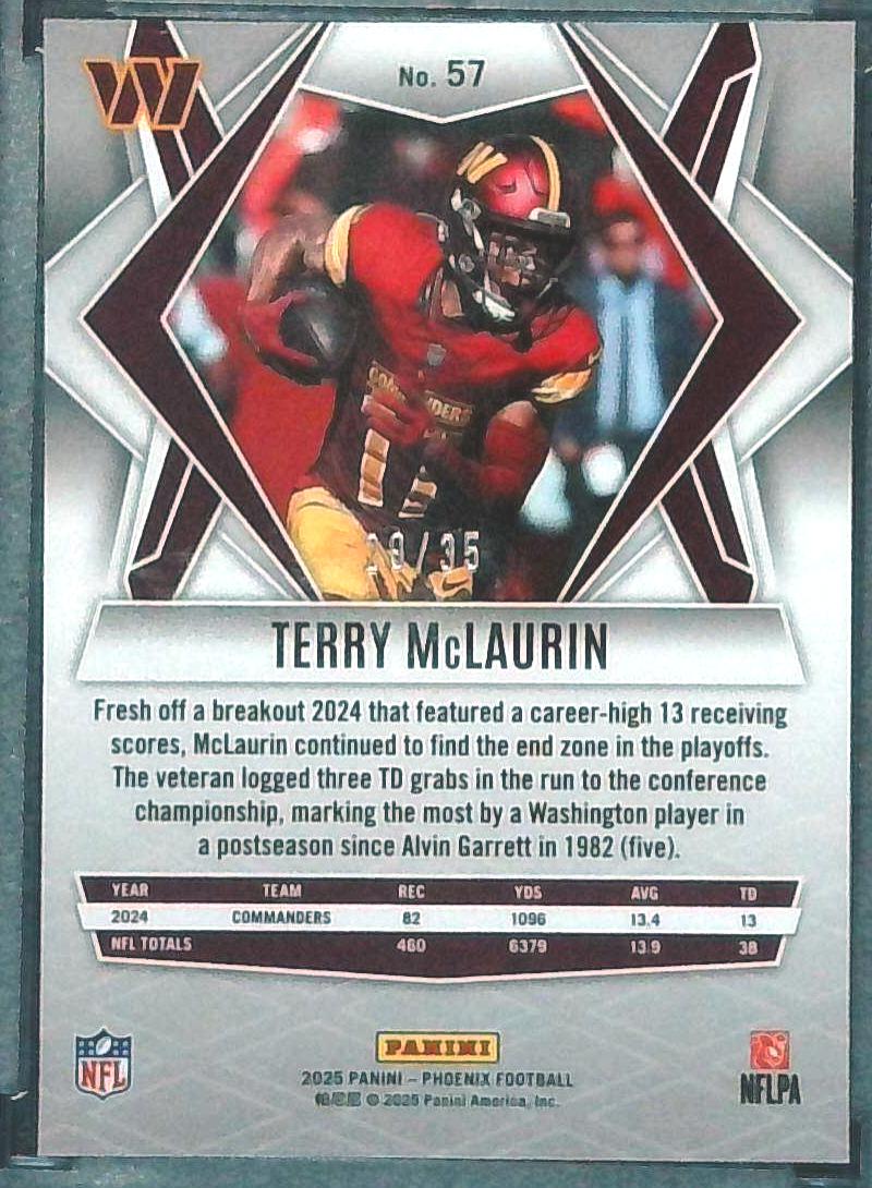 2025 Panini Phoenix Terry McLaurin #57 Orange Laser Parallel /35 Commanders