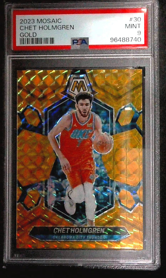 2023 Panini Mosaic CHET HOLMGREN Gold 05/10 OKC PSA 9