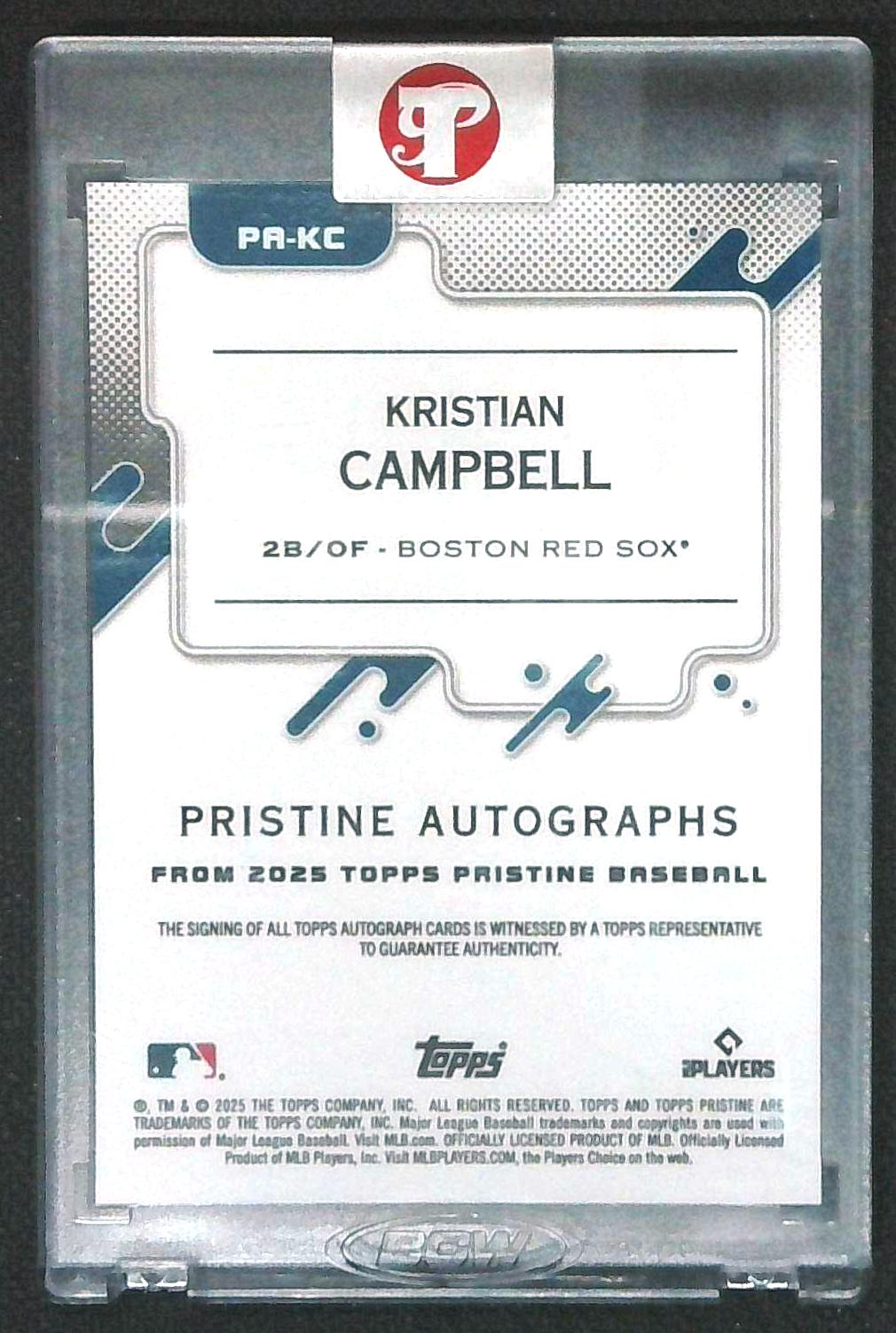 2025 Topps Pristine Auto Kristian Campbell Encased Rookie Red Sox