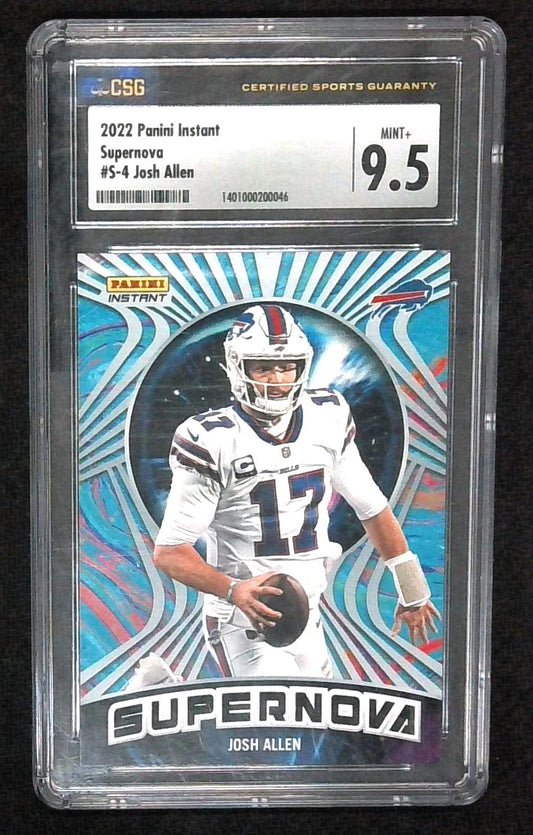 JOSH ALLEN 2022 Panini Instant #S-4, Supernova /1523, CGC 9.5, Buffalo Bills