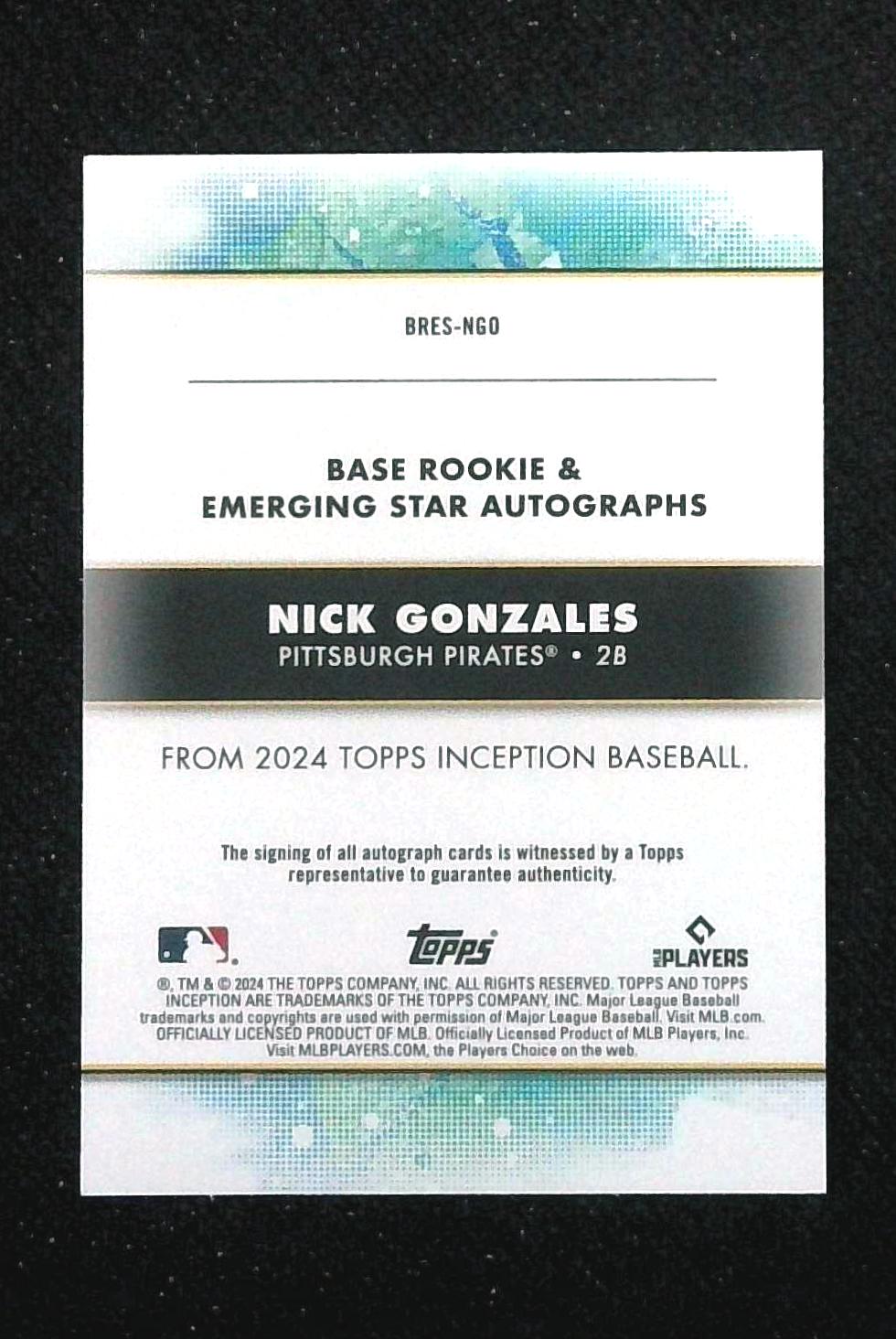 2024 Topps Inception Nick Gonzales On Card Rookie Orange Auto /25