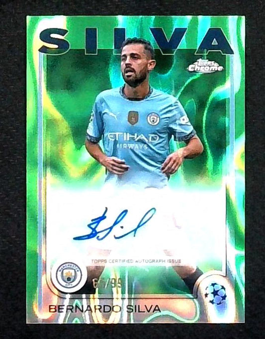 2025 TOPPS CHROME UEFA BERNARDO SILVA GREEN LAVA AUTO /99