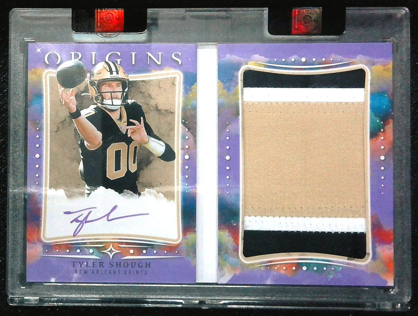 2025 Origins FOTL RC Booklet Tyler Shough /23 Purple Ink New Orleans Saints