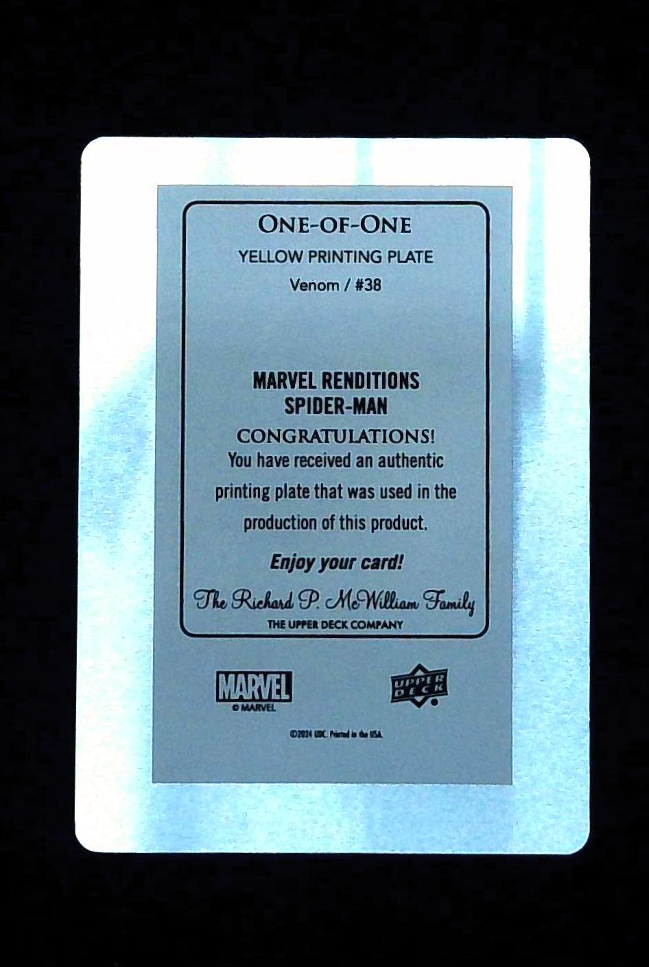 2024 Marvel Renditions Spider-Man Venom Printing Plate One Of One 1/1