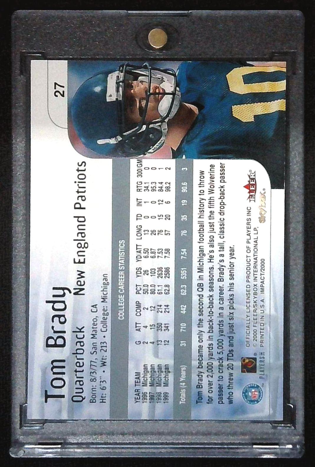 2000 Skybox Impact - Rookies Tom Brady #27 (RC)