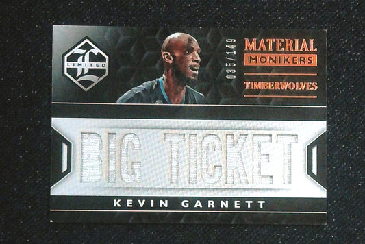 2015-16 Panini Limited Material Monikers Kevin Garnett Jersey Relic /149
