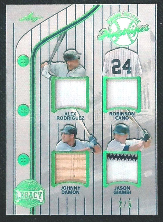 2025 Leaf Bronx Legacy Pride Of The Pinstripes Arod, Cano, Damon, Giambi /5