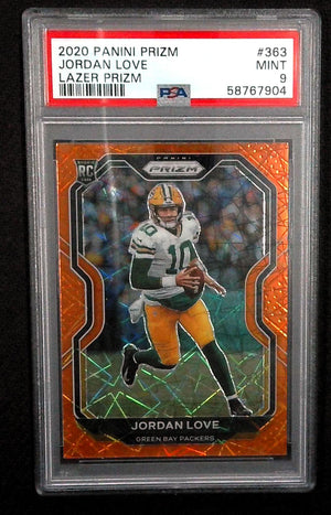 2020 Panini Prizm Football Jordan Love Orange Lazer Prizm PSA 9