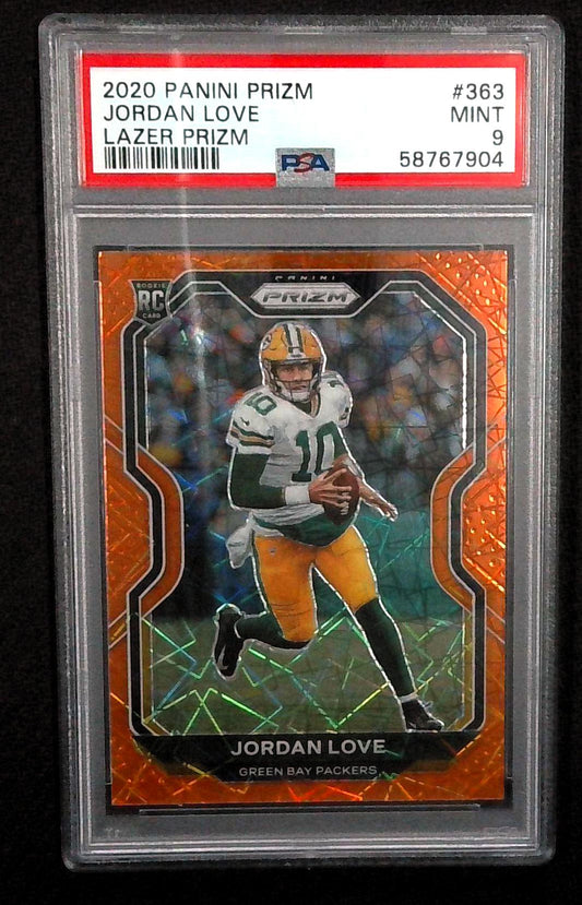 2020 Panini Prizm Football Jordan Love Orange Lazer Prizm PSA 9