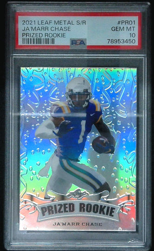2021 Leaf Ja’marr Chase #PR-01 Prized Rookie Silver /25 PSA 10