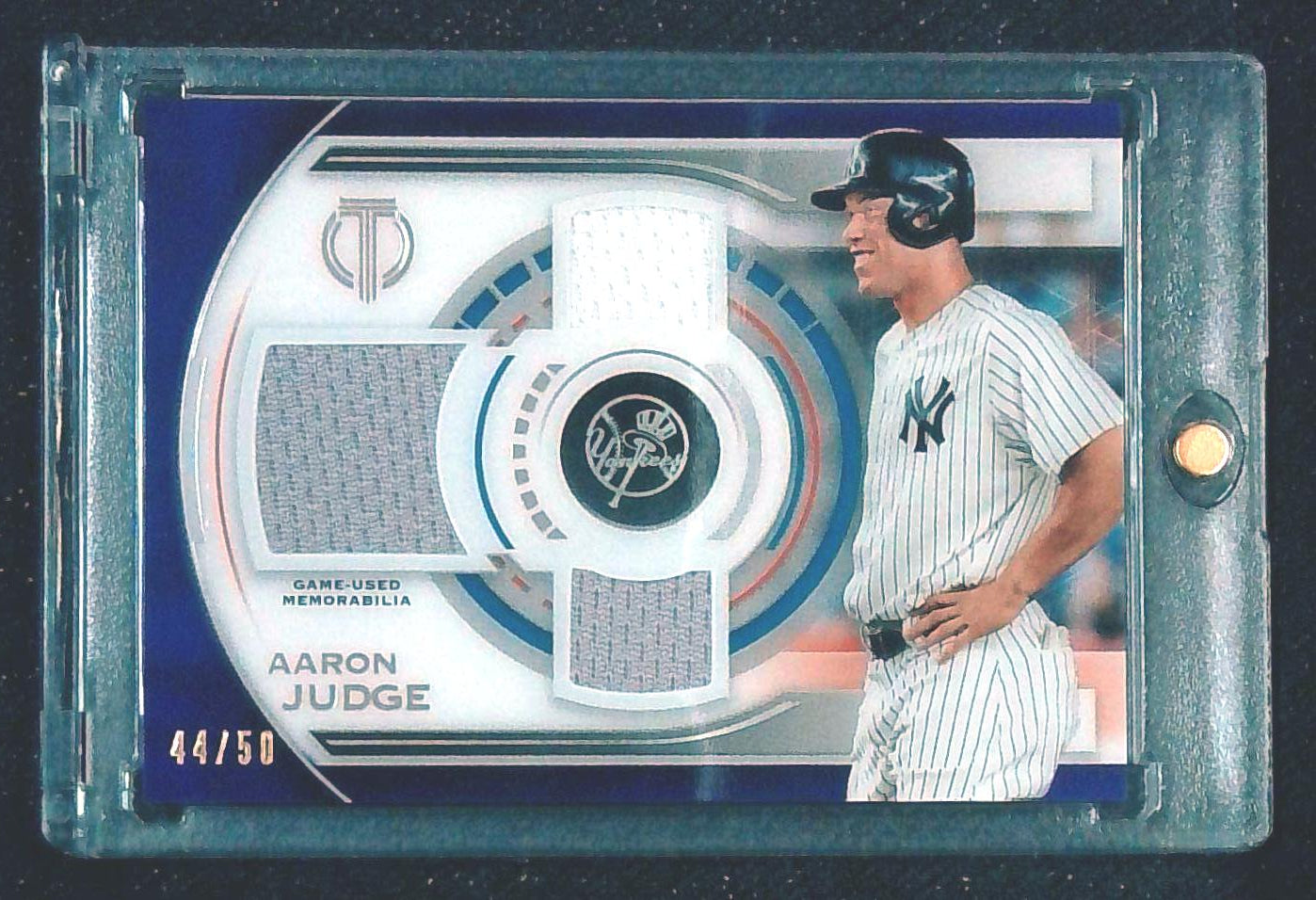 2019 Topps Tribute Aaron Judge Triple Game Used Relics Purple /50