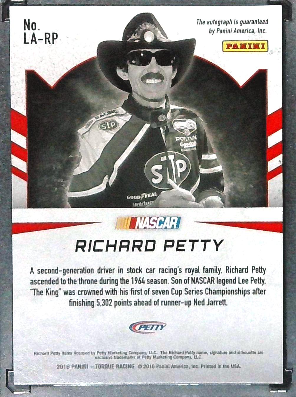 2016 Panini Torque Legendary Autographs Richard Petty Auto Green SSP /10