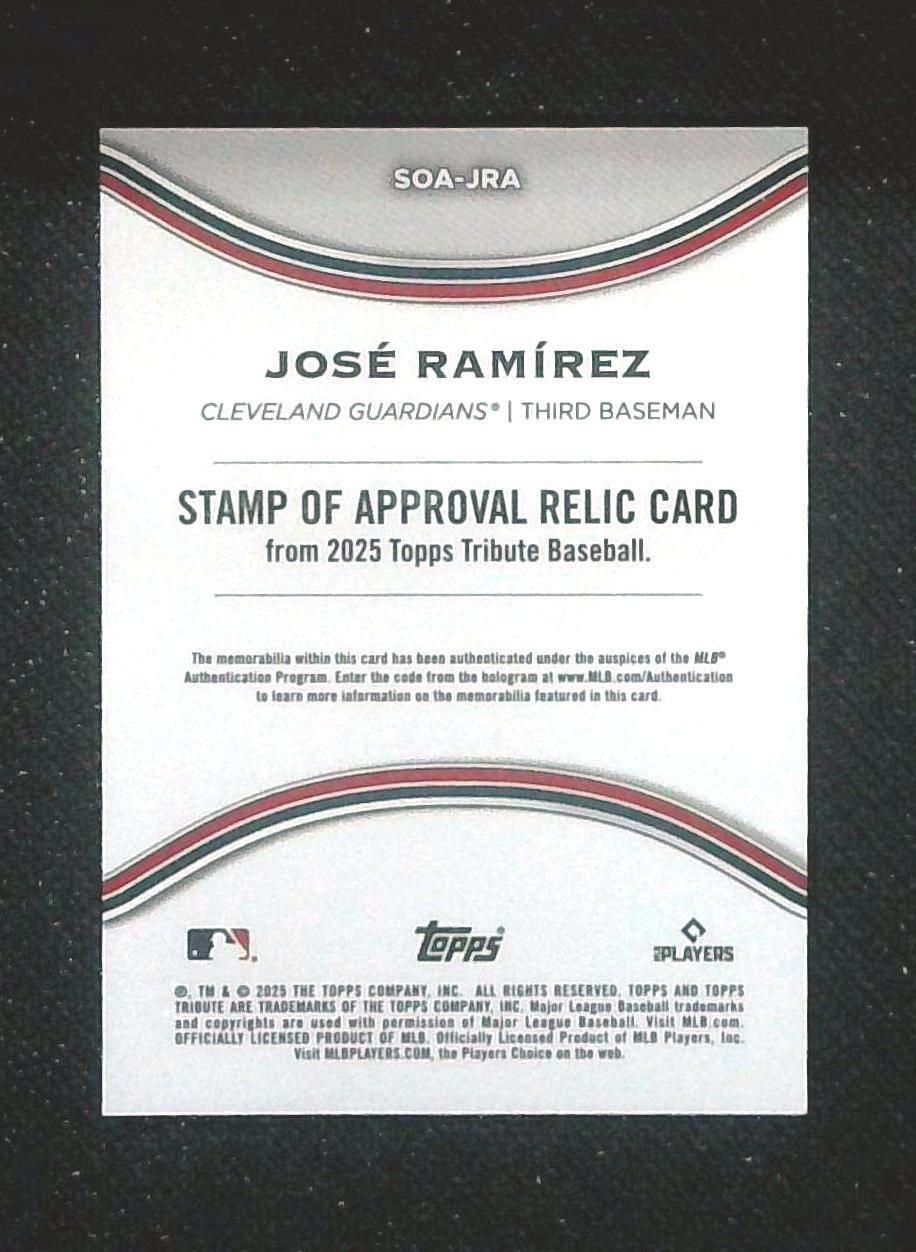 Jose Ramirez 2025 Topps Tribute Stamp Of Approval Relic GU Patch 069/199