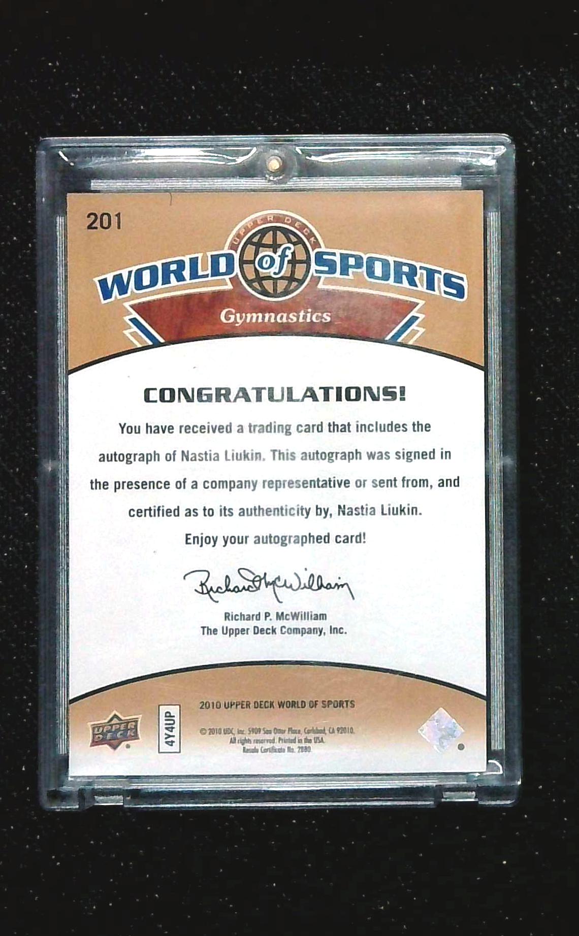RARE 2010 Upper Deck WORLD OF SPORTS SP NASTIA LIUKIN AUTO! Gymnastics STAR