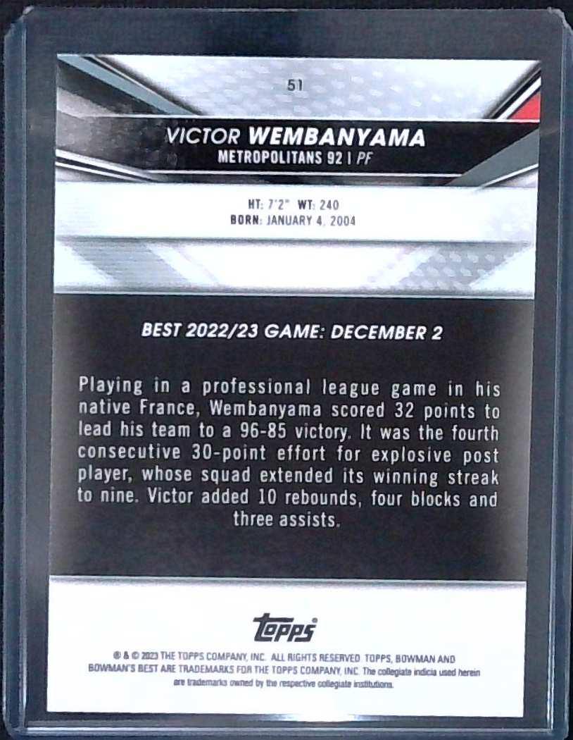 2023 Topps Bowman U Best Victor Wembanyama