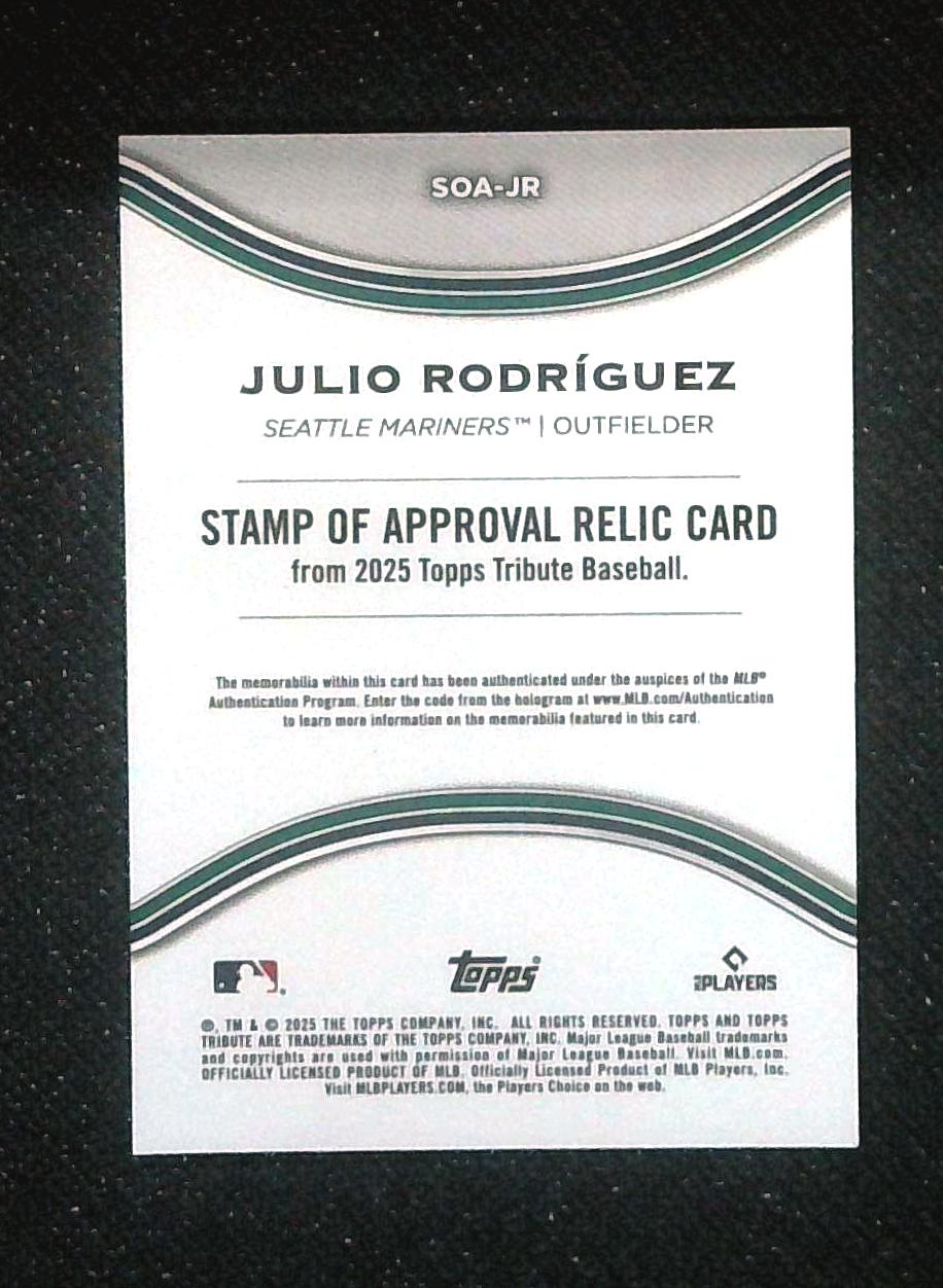 2025 Topps Tribute Julio Rodriguez Stamp of Approval Relic /150