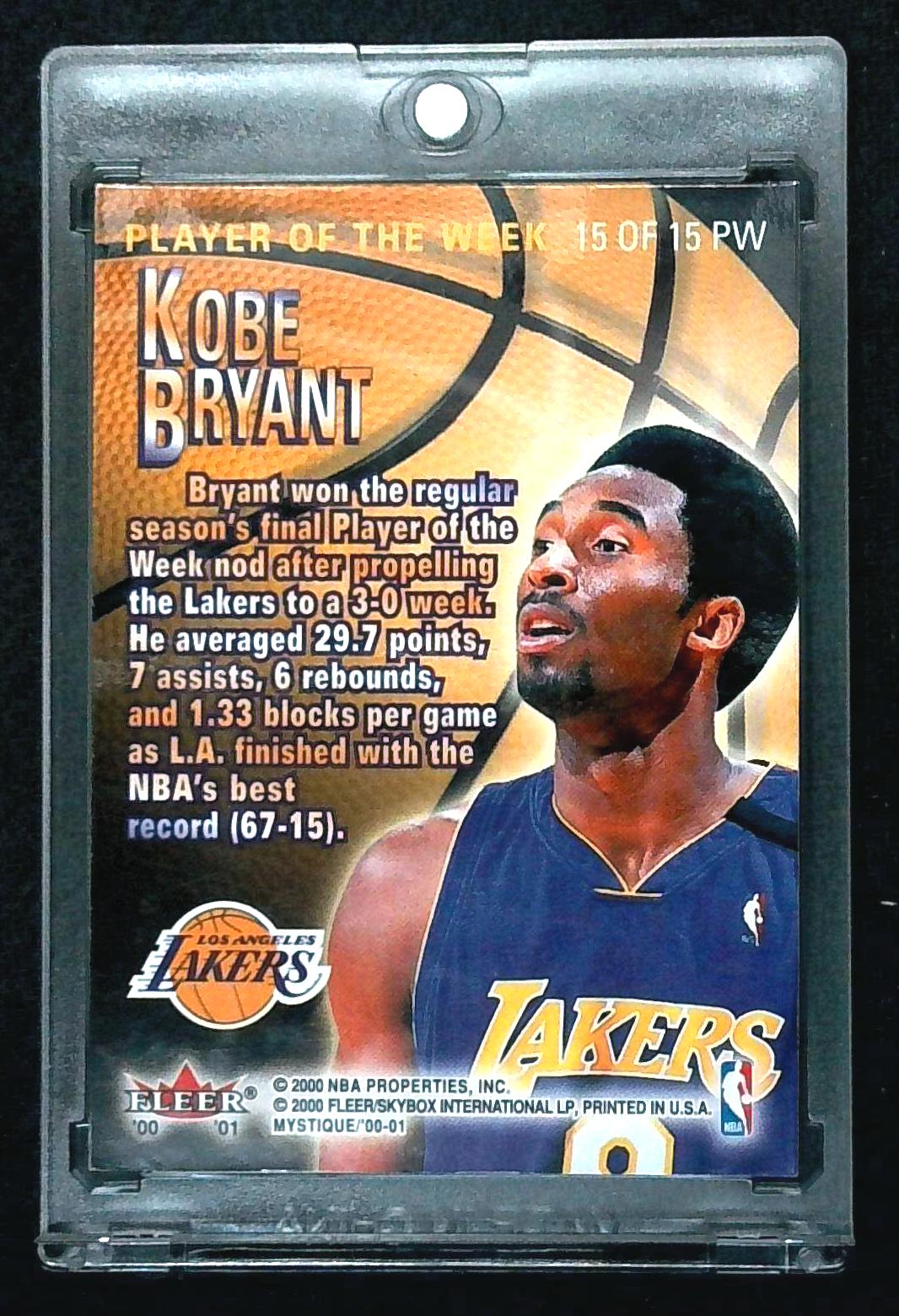 2000 Fleer Mystique Kobe Bryant “Player of the Week” PW #15 of 15