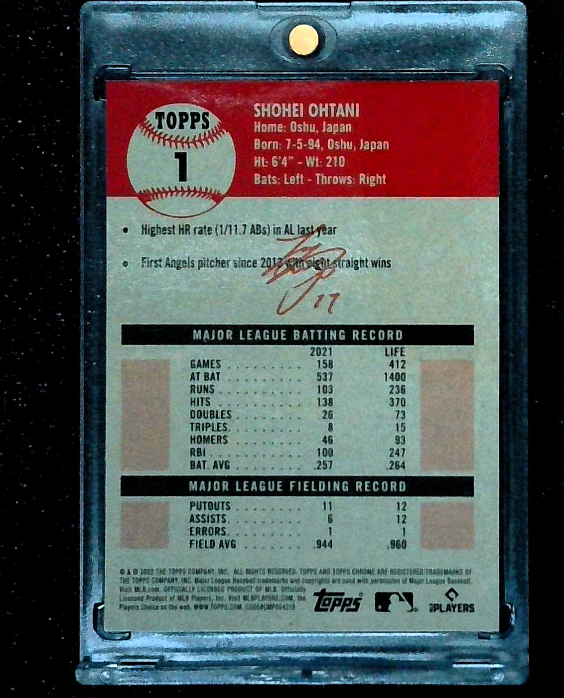 2022 Topps Chrome Platinum Shohei Ohtani Blue Prism Refractor
