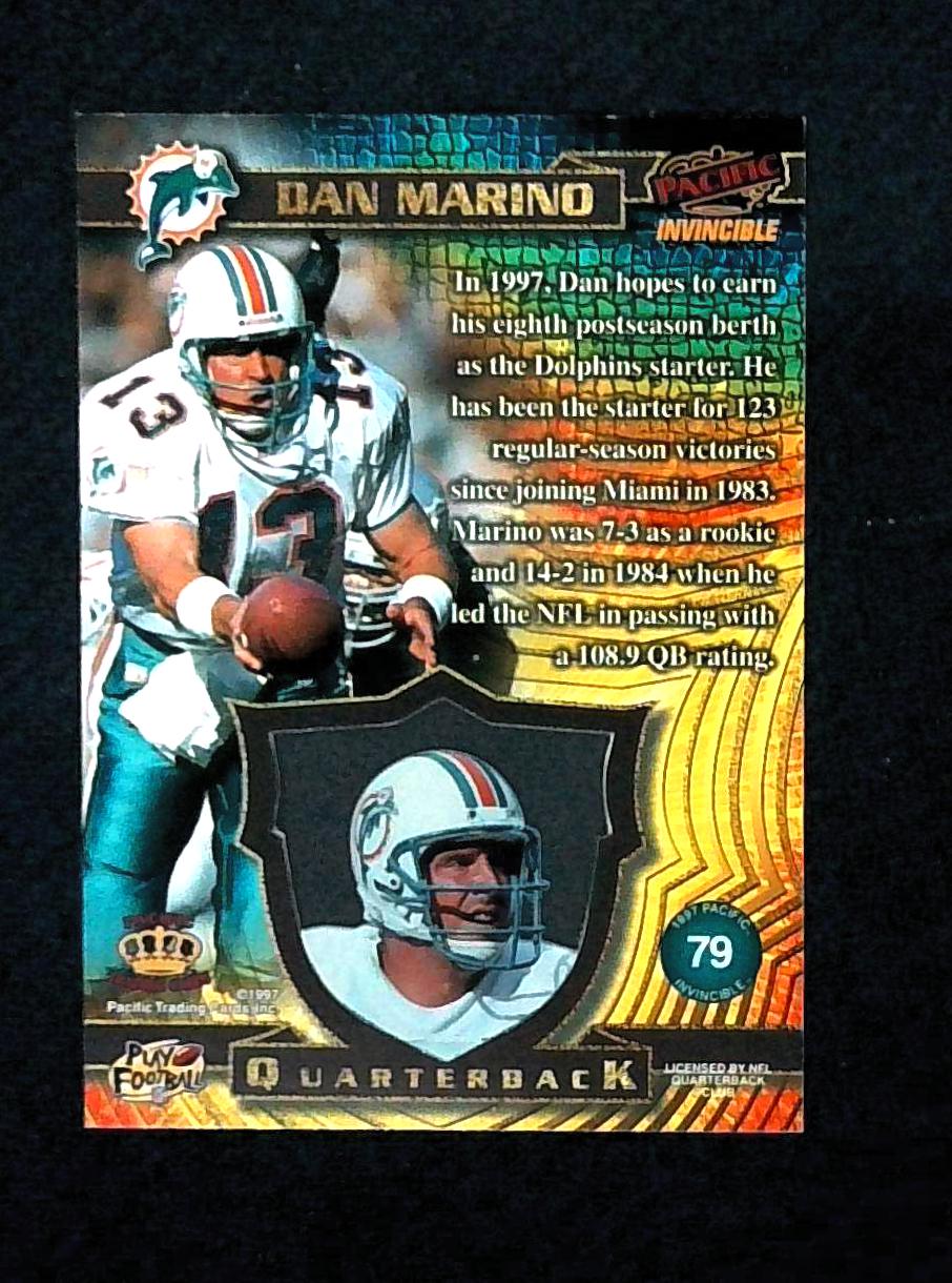 Dan Marino 1997 Pacific Invincible #79 Copper Miami Dolphins