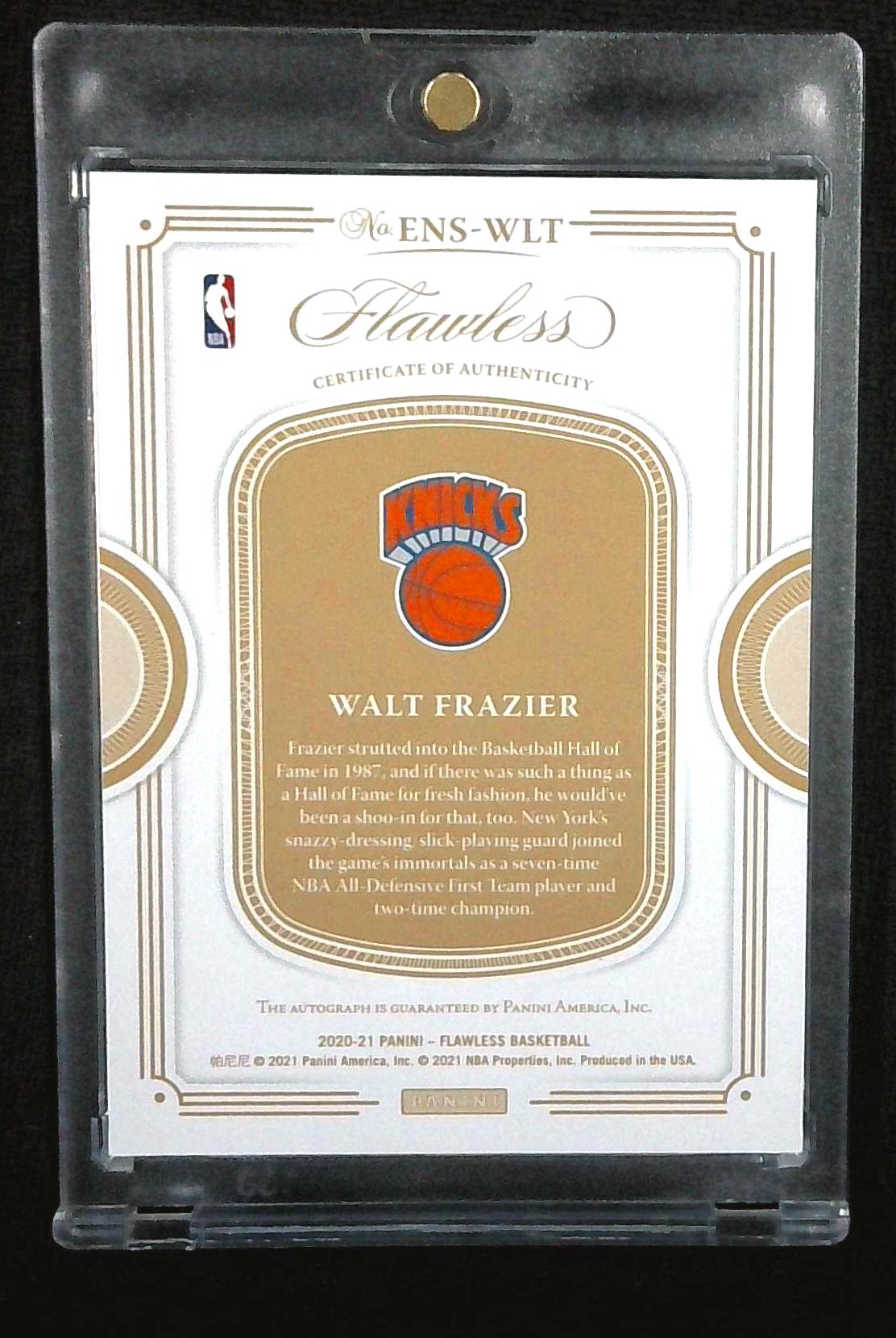 2020-21 Panini Flawless Basketball Ruby Enshrined Auto #ENS-WLT Walt Frazier /15