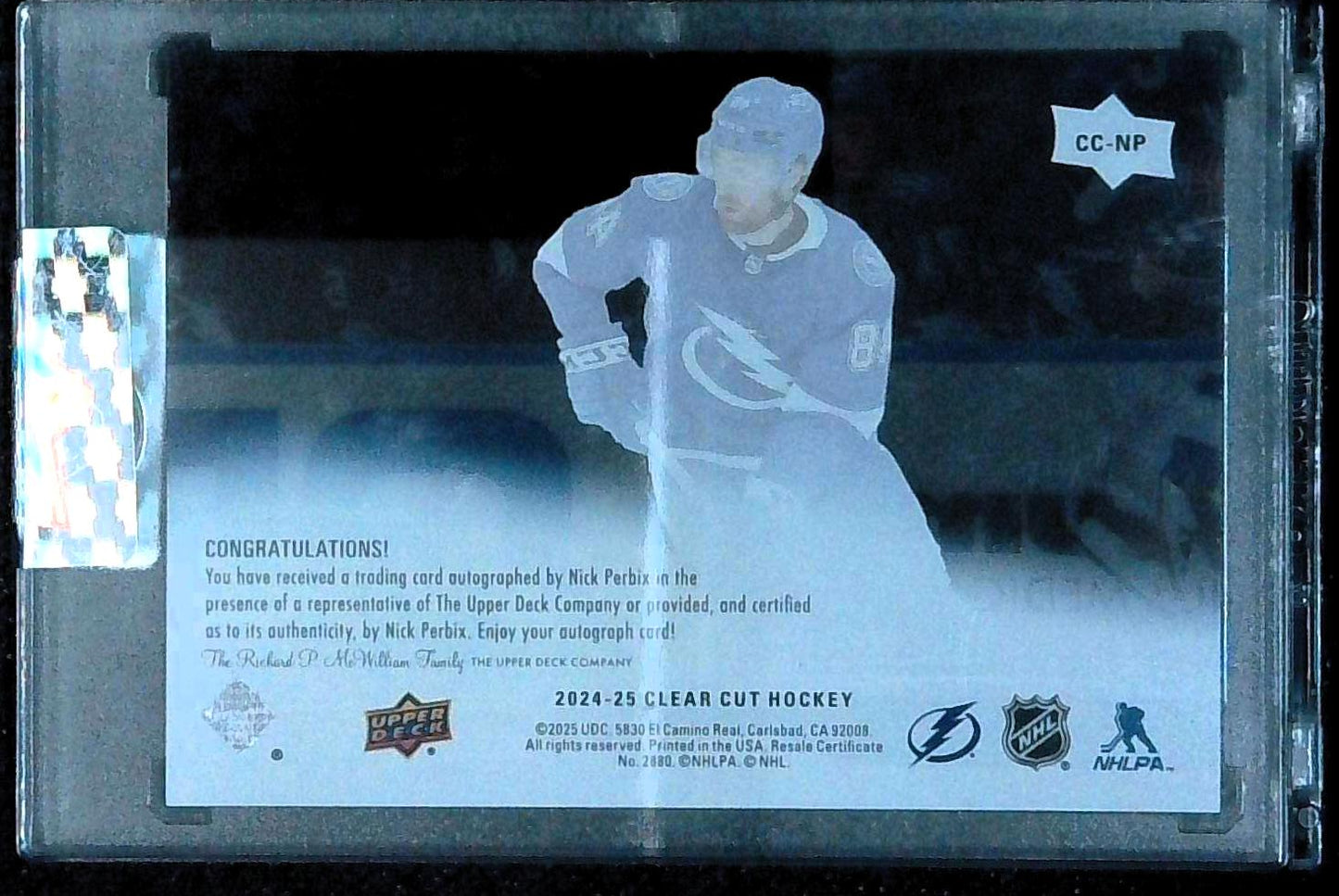2024-25 UD Clear Cut Auto Nick Perbix #CC-NP Tampa Bay Lightning