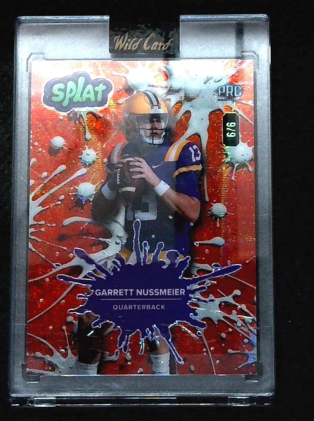 Garrett NUSSMEIER 2025 Wild Card SPLAT #'d 6/6 RC Orange LSU QB!