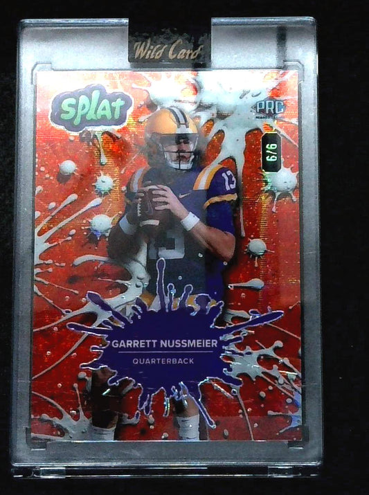 Garrett NUSSMEIER 2025 Wild Card SPLAT #'d 6/6 RC Orange LSU QB!
