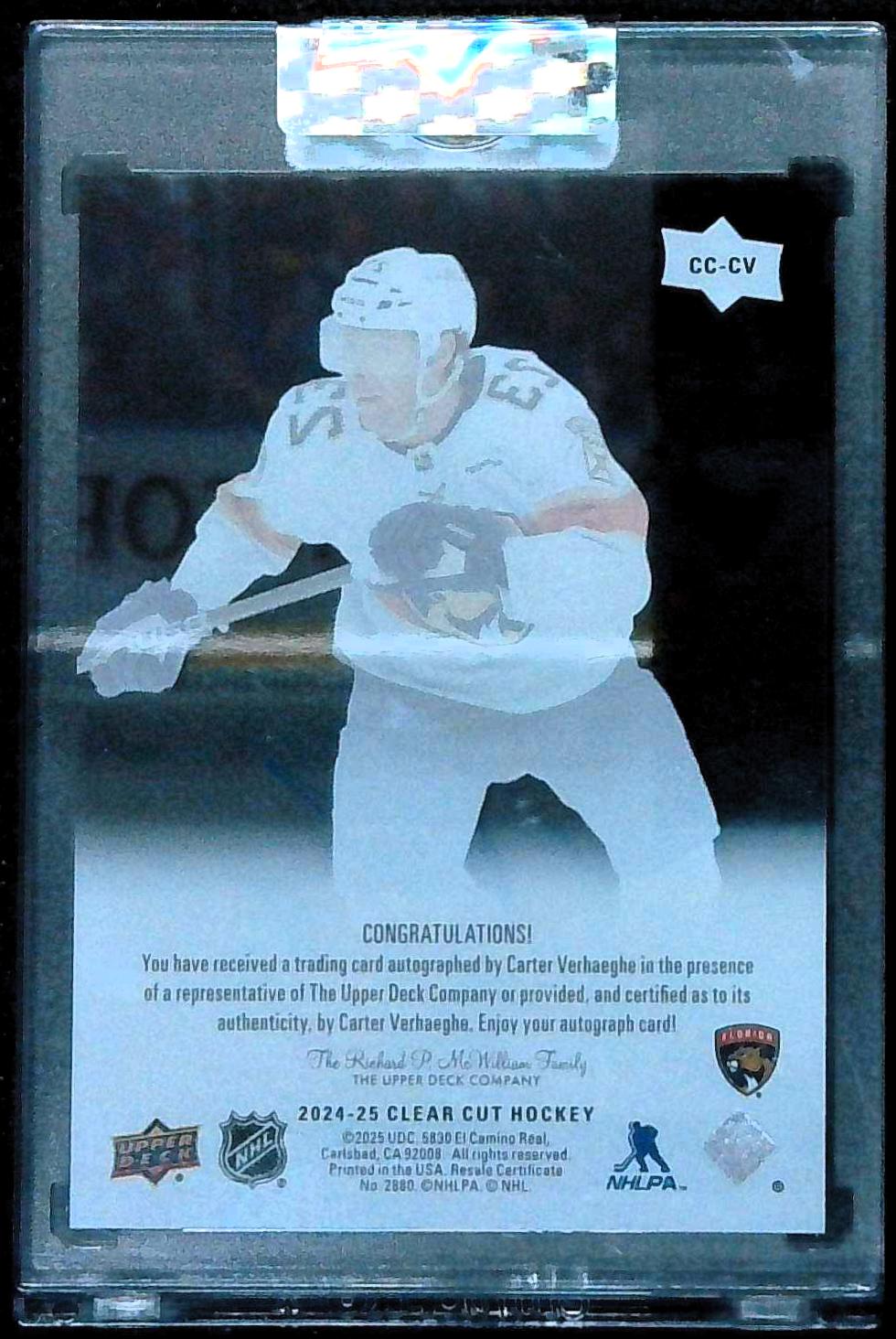 2024-25 Upper Deck Clear Cut Auto Carter Verhaeghe #CC-CV Florida Panthers
