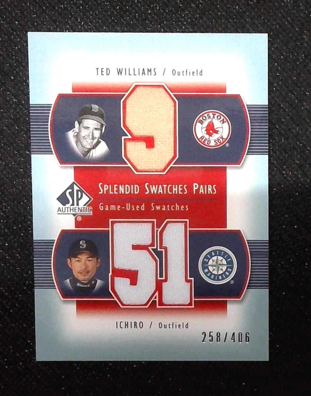 2003 SP Authentic Splendid Swatches Pairs Ichiro Ted Williams Game Used /406