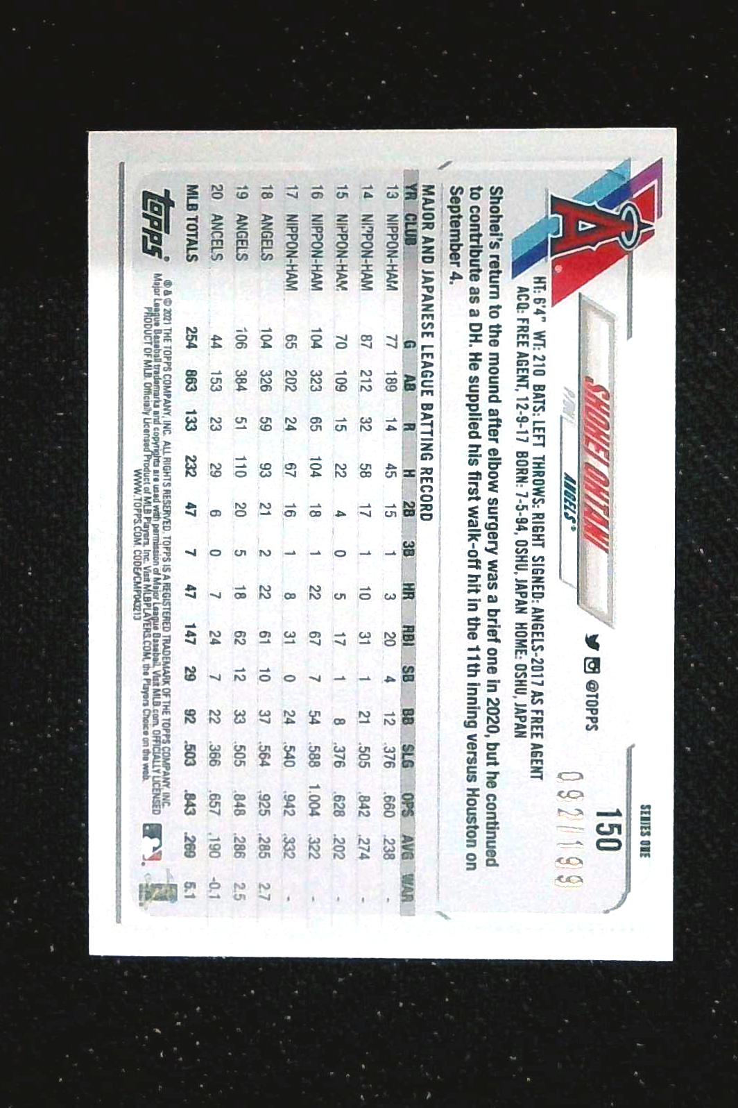 2021 Topps Shohei Ohtani Red Cracked Ice /199