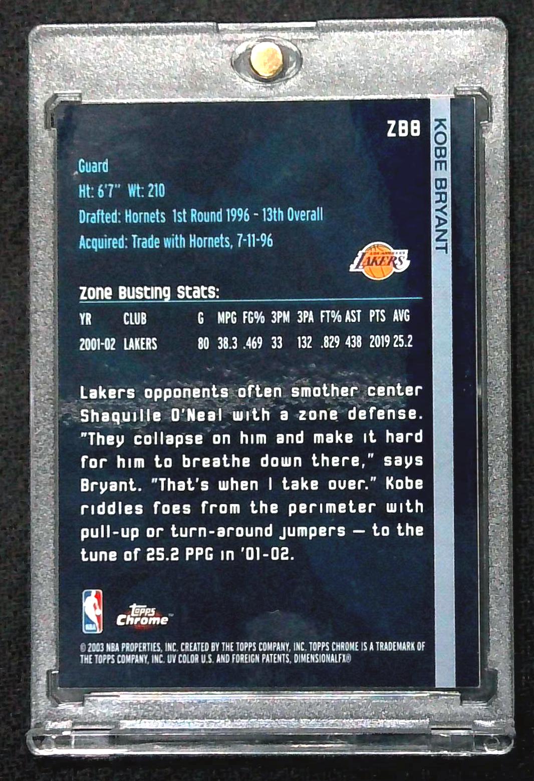 Kobe Bryant 2003-04 Topps Chrome Zone Busters #ZBB Los Angeles Lakers