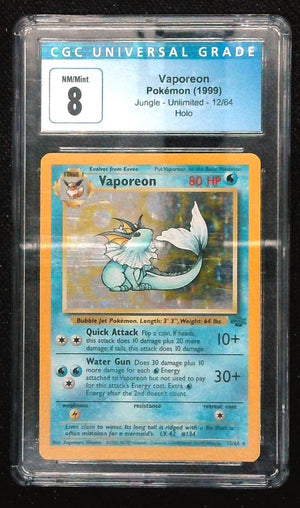 Vaporeon Pokemon 1999 Jungle 12/64 Holo CGC 8