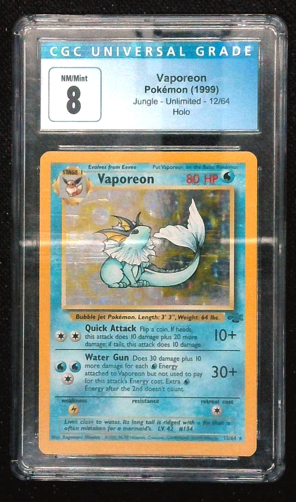 Vaporeon Pokemon 1999 Jungle 12/64 Holo CGC 8